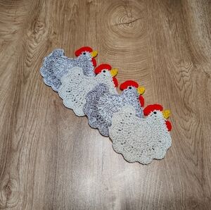 Handmade Set Of 4 Chicken Coasters